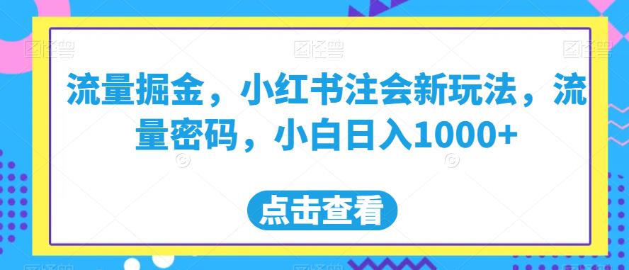 流量掘金,小红书注会新玩法,流量密码,小白日入1000+【揭秘】-开心分享网