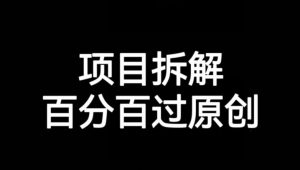 项目拆解赛道百分百过原创【揭秘】-开心分享网