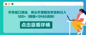 开学风口项目,卖公开课趣优学资料日入500+(教程+1346G资料)【揭秘】-开心分享网