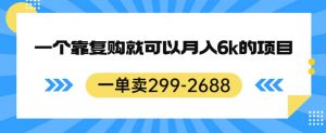 一单卖299-2688,一个靠复购就可以月入6k的暴利项目【揭秘】-开心分享网