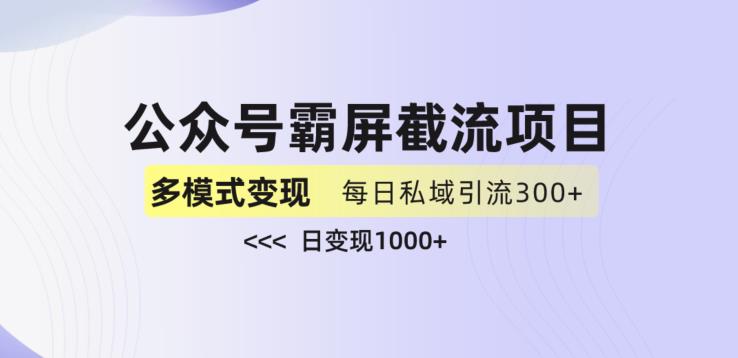 公众号霸屏截流项目+私域多渠道变现玩法,全网首发,日入1000+【揭秘】-开心分享网
