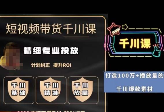 短视频带货-千川专业投放课,精细化专业投放,计划纠正,提升ROI-开心分享网