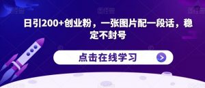 日引200+创业粉,一张图片配一段话,稳定不封号【揭秘】-开心分享网