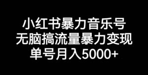 小红书暴力音乐号，无脑搞流量暴力变现，单号月入5000+-开心分享网