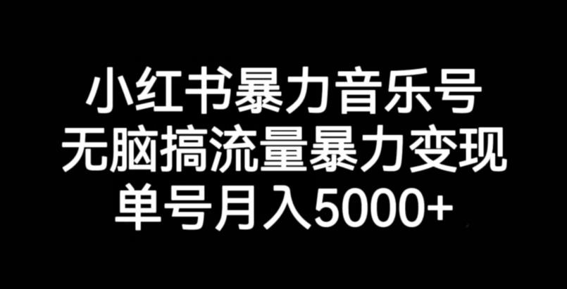 小红书暴力音乐号，无脑搞流量暴力变现，单号月入5000+-开心分享网