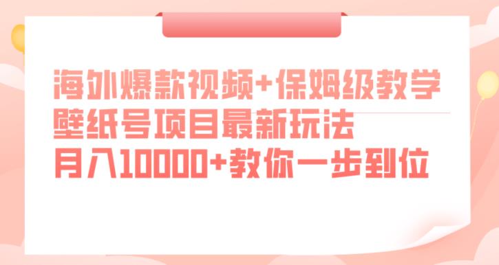 海外爆款视频+保姆级教学，壁纸号项目最新玩法，月入10000+教你一步到位【揭秘】-开心分享网