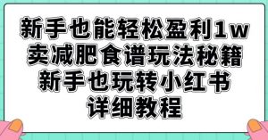 新手也能轻松盈利1w,卖减肥食谱玩法秘籍,新手也玩转小红书详细教程【揭秘】-开心分享网