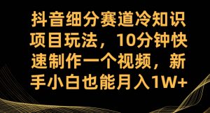 抖音细分赛道冷知识项目玩法,10分钟快速制作一个视频,新手小白也能月入1W+【揭秘】-开心分享网