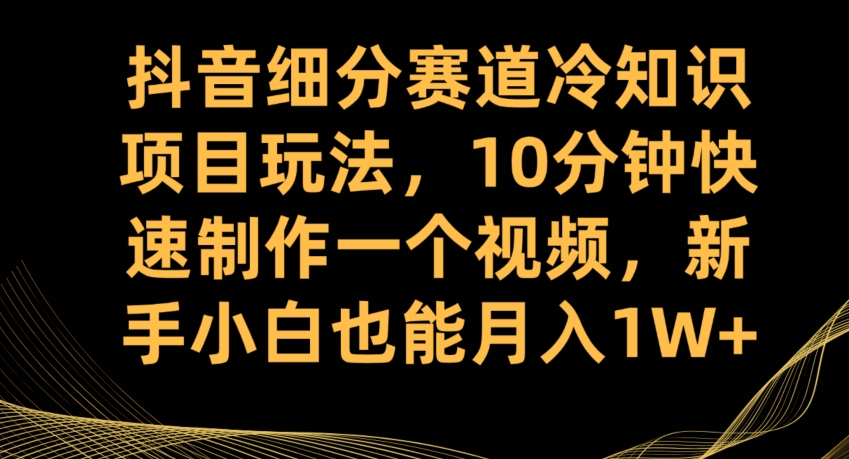 抖音细分赛道冷知识项目玩法，10分钟快速制作一个视频，新手小白也能月入1W+【揭秘】-开心分享网