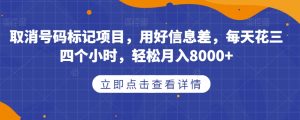 取消号码标记项目，用好信息差，每天花三四个小时，轻松月入8000+【揭秘】-开心分享网