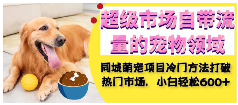 超级市场自带流量的宠物领域,同城萌宠项目冷门方法打破热门市场,小白轻松600+-开心分享网