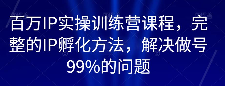 百万IP实操训练营课程,完整的IP孵化方法,解决做号99%的问题-开心分享网