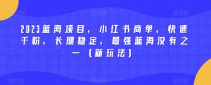 2023蓝海项目,小红书商单,快速千粉,长期稳定,最强蓝海没有之一(新玩法)-开心分享网
