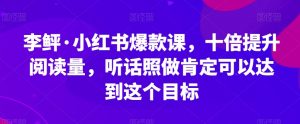 李鲆·小红书爆款课，十倍提升阅读量，听话照做肯定可以达到这个目标-开心分享网