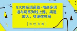 8大体系渠道篇·电商多渠道布局系列线上课，渠道放大，多渠道布局-开心分享网