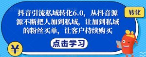抖音引流私域转化6.0,从抖音源源不断把人加到私域,让加到私域的粉丝买单,让客户持续购买-开心分享网