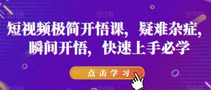 短视频极简开悟课,疑难杂症,瞬间开悟,快速上手必学-开心分享网