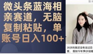 微头条蓝海相亲赛道,无脑复制粘贴,单账号日入100+-开心分享网
