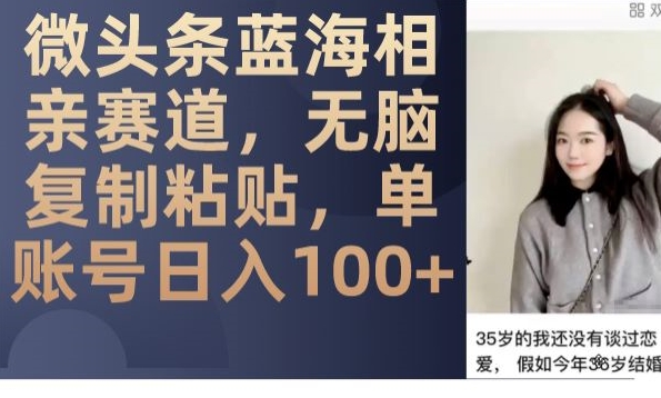 微头条蓝海相亲赛道,无脑复制粘贴,单账号日入100+-开心分享网
