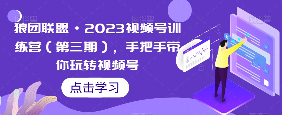 狼团联盟·2023视频号训练营(第三期),手把手带你玩转视频号-开心分享网