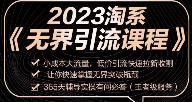 2023淘系无界引流实操课程，​小成本大流量，低价引流快速拉新收割，让你快速掌握无界突破瓶颈-开心分享网