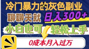 冷门暴利的副业项目，聊聊天就能日入300+，0成本月入过万【揭秘】-开心分享网