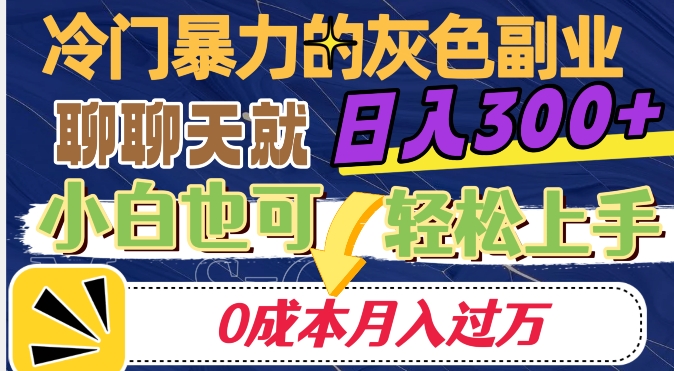 冷门暴利的副业项目，聊聊天就能日入300+，0成本月入过万【揭秘】-开心分享网