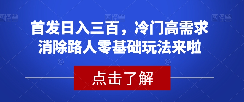 首发日入三百,冷门高需求消除路人零基础玩法来啦【揭秘】-开心分享网