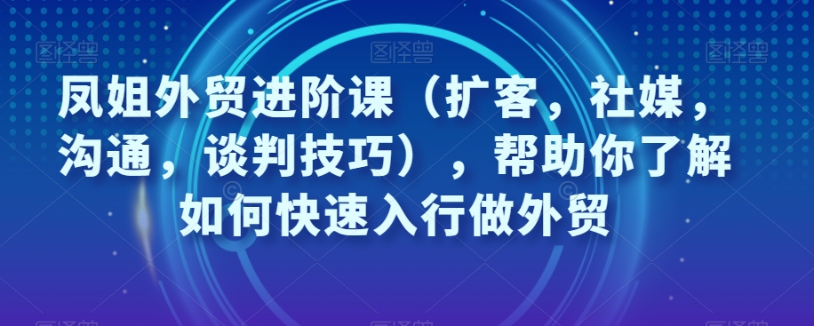 凤姐外贸进阶课(扩客,社媒,沟通,谈判技巧),帮助你了解如何快速入行做外贸-开心分享网