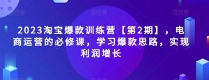 2023淘宝爆款训练营【第2期】，电商运营的必修课，学习爆款思路，实现利润增长-开心分享网