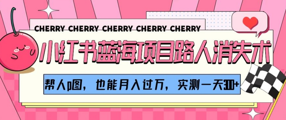 小红书蓝海项目路人消失术,帮人p图,也能月入过万,实测一天300+【揭秘】-开心分享网