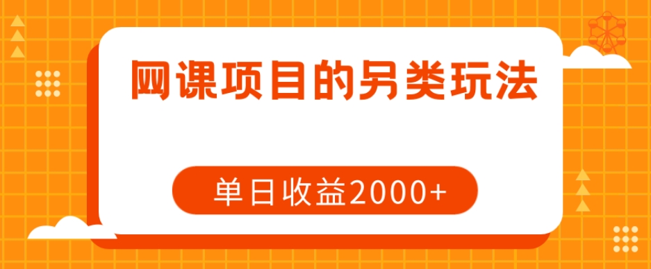 网课项目的另类玩法，单日收益2000+【揭秘】-开心分享网