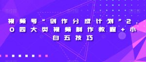 视频号“创作分成计划”2.0四大类视频制作教程+小白五技巧【揭秘】-开心分享网