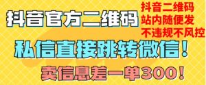 价值3000的技术！抖音二维码直跳微信！站内无限发不违规！-开心分享网