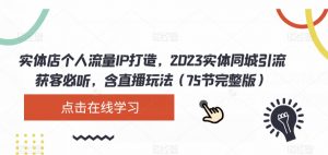 实体店个人流量IP打造,2023实体同城引流获客必听,含直播玩法(75节完整版)-开心分享网
