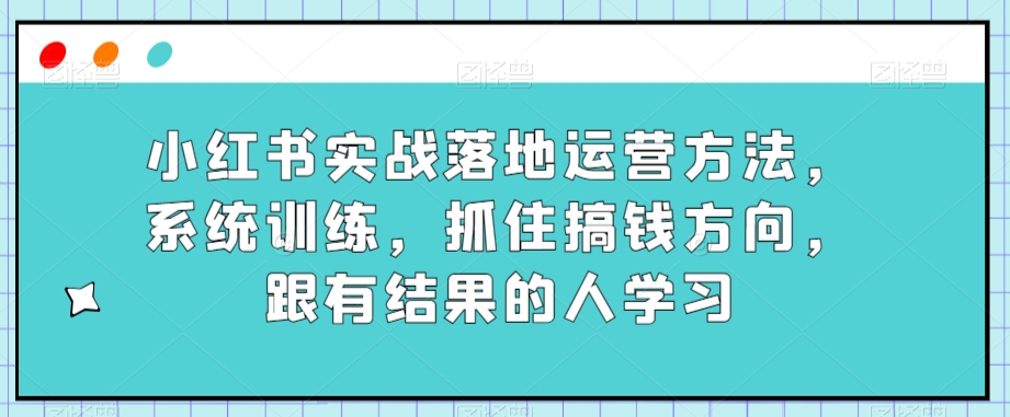 小红书实战落地运营方法,系统训练,抓住搞钱方向,跟有结果的人学习-开心分享网