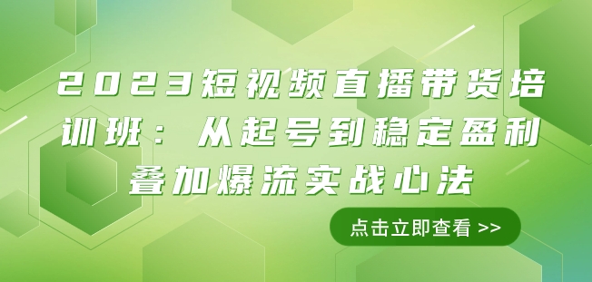 2023短视频直播带货培训班:从起号到稳定盈利叠加爆流实战心法(11节课)-开心分享网
