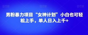 男粉暴力项目“女神计划”小白也可轻松上手,单人日入上千+【揭秘】-开心分享网