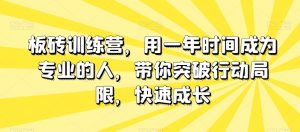 板砖训练营,用一年时间成为专业的人,带你突破行动局限,快速成长-开心分享网