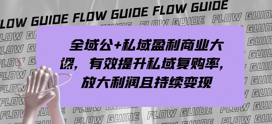 全域公+私域盈利商业大课,有效提升私域复购率,放大利润且持续变现-开心分享网
