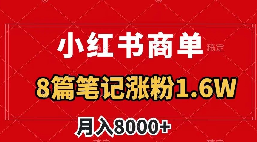 小红书商单最新玩法，8篇笔记涨粉1.6w，作品制作简单，月入8000+【揭秘】-开心分享网