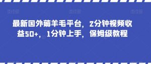 最新国外薅羊毛平台，2分钟视频收益50+，1分钟上手，保姆级教程【揭秘】-开心分享网