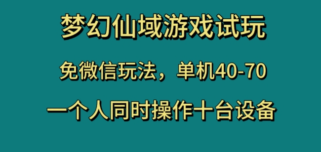 梦幻仙域游戏试玩,免微信玩法,单机40-70,一个人同时操作十台设备【揭秘】-开心分享网