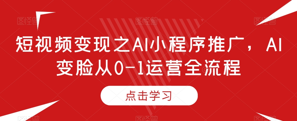 短视频变现之AI小程序推广,AI变脸从0-1运营全流程-开心分享网
