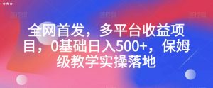 全网首发，多平台收益项目，0基础日入500+，保姆级教学实操落地【揭秘】-开心分享网
