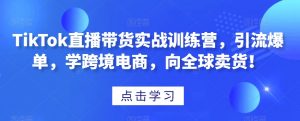 TikTok直播带货实战训练营,引流爆单,学跨境电商,向全球卖货!-开心分享网