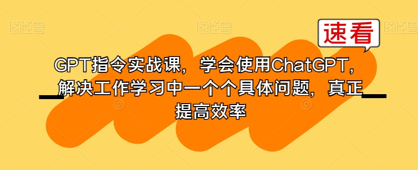 GPT指令实战课,学会使用ChatGPT,解决工作学习中一个个具体问题,真正提高效率-开心分享网