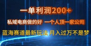 一单利润200私域电商做的好，一个人顶一家公司蓝海赛道最新玩法【揭秘】-开心分享网