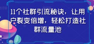 11个社群引流秘诀,让用户裂变倍增,轻松打造社群流量池-开心分享网