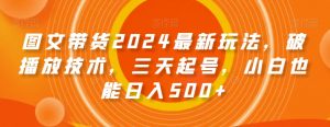 图文带货2024最新玩法,破播放技术,三天起号,小白也能日入500+【揭秘】-开心分享网
